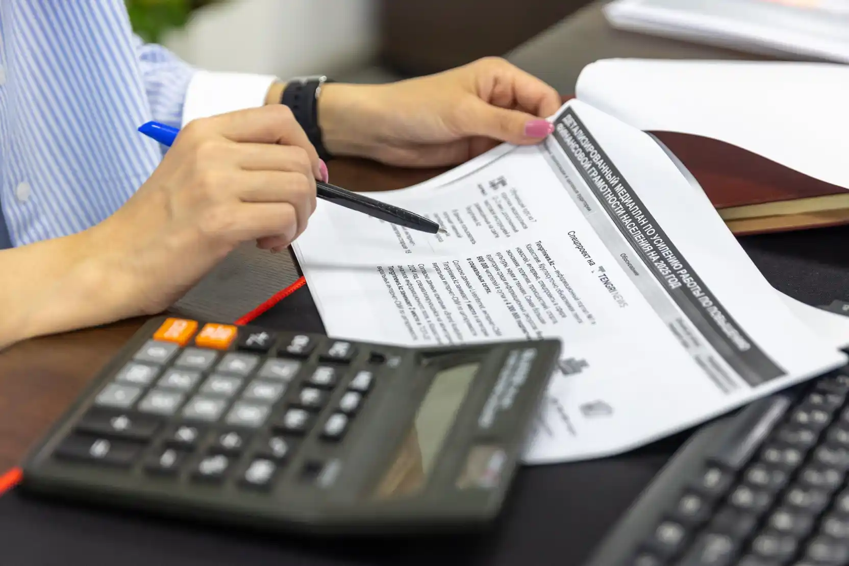 An accountant reviewing a client's tax documents