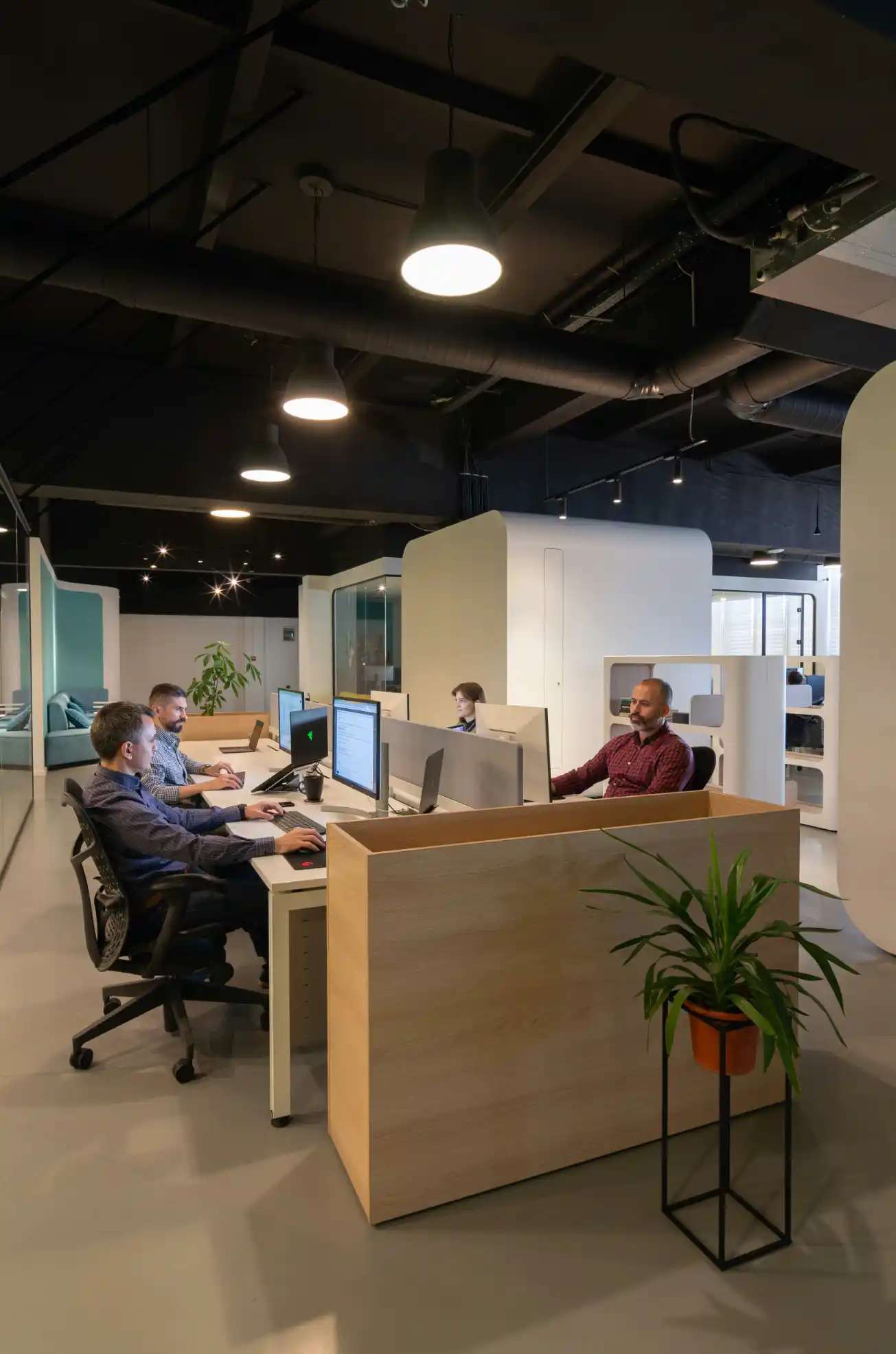 A reception desk and lobby in a professional office